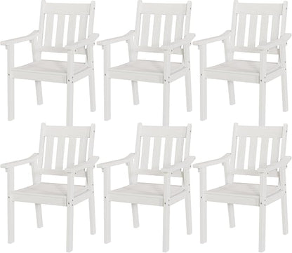 YEFU Patio Dining Chairs Set of 6: All Weather Outdoor Dining Chairs with Wide Curved Seat and Backrest - Outdoor Furniture Plastic for Outside Backyard/Garden/Porch/Deck 350lbs Capacity White