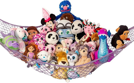 Stuffed Animal Hammock | Corner Stuffed Animal Storage & Plushie Net | Toy Hammock for Stuffed Animals | Holds 12lbs | Easy Hang, All Hardware Included | Pastel Purple Bedroom Decor | by Lilly's Love