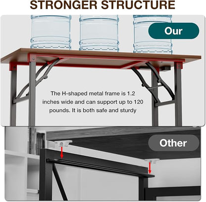 TEMI Small Computer Desk Folding Table - No Assembly, Compact 43.3" Foldable Desk with Power Outlets & USB Charging Port, Portable Small Office Desk, Ideal Mini Study Table for Narrow Spaces, Walunt