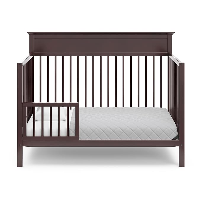 Storkcraft Carmel 5-in-1 Convertible Crib - GREENGUARD Gold Certified, Converts to Toddler Bed & Full-Size Bed, Fits Standard Full-Size Crib Mattress, 4 Adjustable Mattress Heights (Espresso)