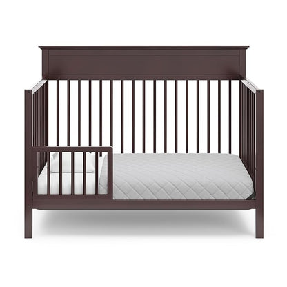 Storkcraft Carmel 5-in-1 Convertible Crib - GREENGUARD Gold Certified, Converts to Toddler Bed & Full-Size Bed, Fits Standard Full-Size Crib Mattress, 4 Adjustable Mattress Heights (Espresso)