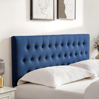 Tufted Upholstered Headboard Full Size, Adjustable Height 37- 51 in, Blue | Sturdy and Durable Solid Wood Full XL Headboard, Fabric Full Headboard Only, Modern Button Diamond Design Head Board