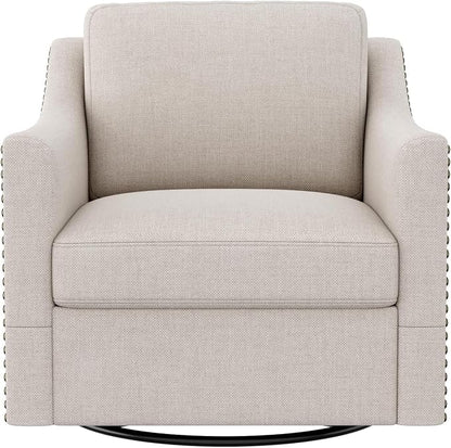 Swivel Accent Chair Set of 2，Armchair，Bronze Nail Decoration Comfy Living Room Chair,Single Sofa Chair，Reading Chairs,for Living Room Bedroom Reading Apartment (Cream, 2 Cream)
