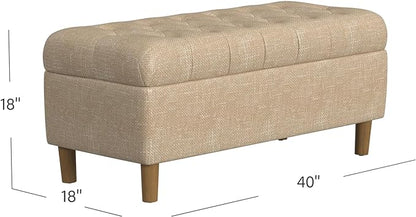 HomePop Ainsley 40" Storage Ottoman Bench - Oatmeal Textured Fabric