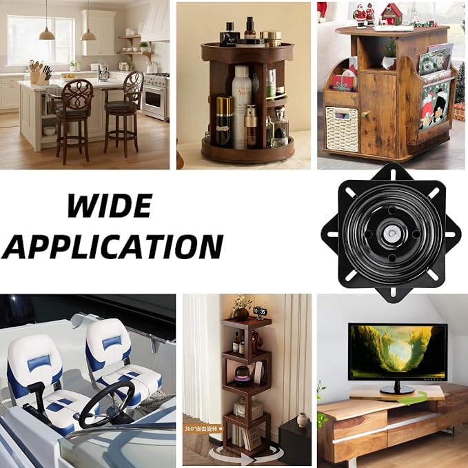 8 Inch Heavy Duty 360 Degree Bar Stool Swivel Replacement Seat Swivel Base Barstool Swivel Plate-for Recliner Chair,Barstools,Chair,Ball Bearing Swivel Boat Seat Or Van Pilot Seat.