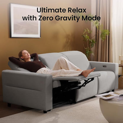 ModernMate Power Recliner Sofa Set with 3-Seater & Loveseat, Oversize Zero Gravity Modular Sectional Couch with Manual Adjustable Headrest, Zero Wall Hugger, USB & Type-C Ports, 27.6" Wide Seat, Grey