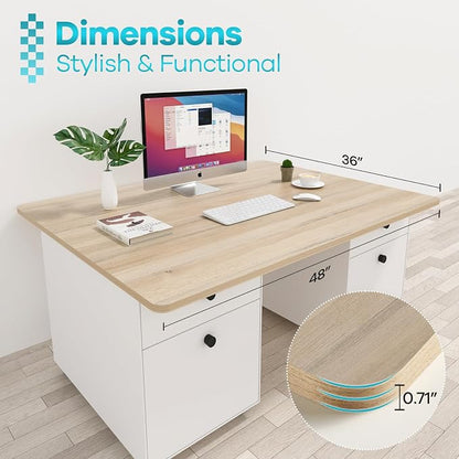 Kaboon Universal Tabletop 48"x36", Solid One-Piece Melamine Table Top, Restaurant Desk DIY, Home and Office Countertop, Oak/Grey Tone