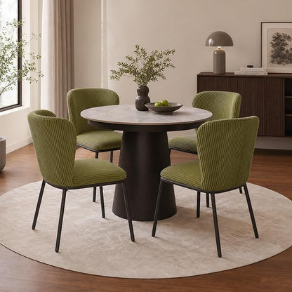 SIMTONAL Modern Dining Chairs Set of 4, Dining Chairs, Corduroy Fabric, Thickened Cushion, Easy to Clean & Assemble, for Dining Room/Living Room/Office, Green