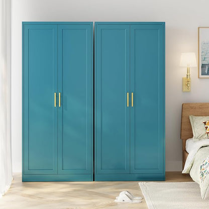 Metal Pantry Cabinet, 71"H x 28"W x 14"D Pantry Cabinets with 2 Doors and 4 Adjustable Shelves, Kitchen Pantry Storage Cabinets, Metal Storage Cabinet for Kitchen, Dining Room, Living Room-Blue
