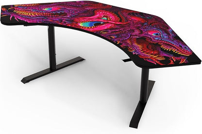 Arozzi Arena Angelo L Shaped GamingDesk, PC Gaming Desk L Shape, Height Adjustable L Shaped StandingDesk for Home Office, ComputerDesk with Full Coverage Mouse Pad (Crawling Chaos)