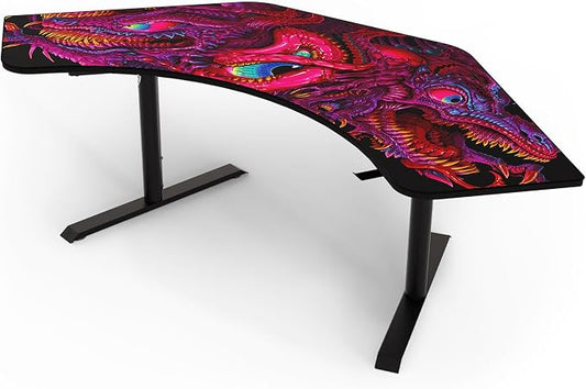 Arozzi Arena Angelo L Shaped GamingDesk, PC Gaming Desk L Shape, Height Adjustable L Shaped StandingDesk for Home Office, ComputerDesk with Full Coverage Mouse Pad (Crawling Chaos)
