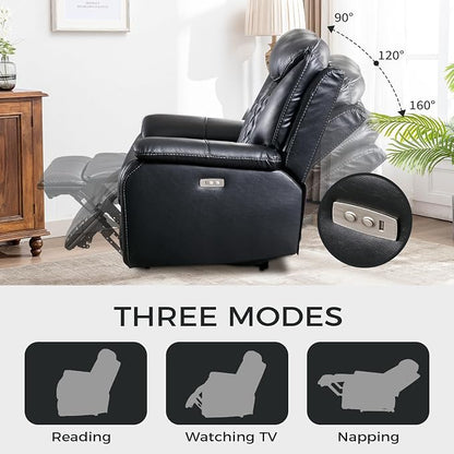 HAOMARKETS Electric Recliner Chair Set of 2, Soft PU Leather Power Recliners with Padded Backrest, Single Overstuffed Heavy Duty Reclining Sofa for Living Room Bedroom, Black