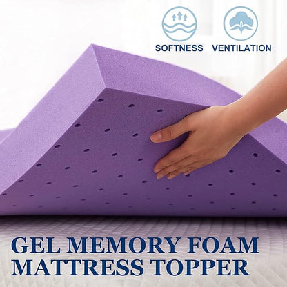 SINWEEK Gel Memory Foam Mattress Topper Twin XL, 1.5 in Twin Extra Long Mattress Pad for College Dorm Single Bed, Ventilated Soft Bed Topper, CertiPUR-US Certified, Twin XL Size