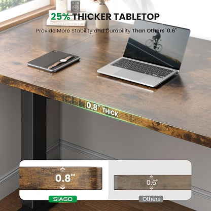 Electric Standing Desk Adjustable - 48 x 24 Inch Sit Stand up Desk with Cable Management - 3 Memory Preset Adjustable Height Table