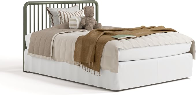 Storkcraft Porto 5-in-1 Convertible Crib with Toddler Guardrail – GREENGUARD Gold Certified, Toddler Bed Conversion Kit Included, 100% Solid Wood, Fits Standard Baby Crib Mattress (Olive)
