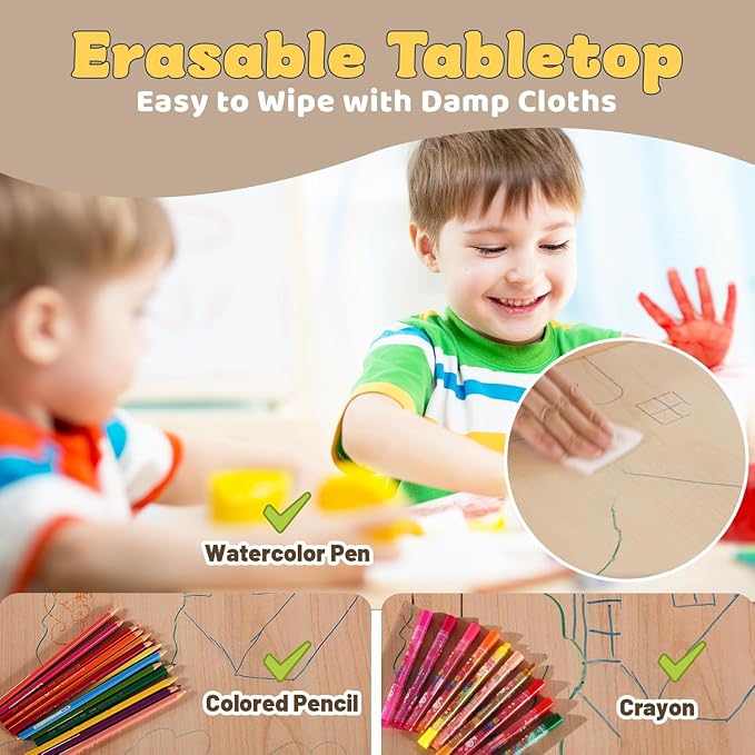 FUNLIO 23.6in*47.2in Adjustable Kids Table, 3-Level Height for Ages 3-8, Easy to Wipe Arts & Crafts Toddler Table for Classrooms/Daycares/Homes, CPC & CE Approved - Grey