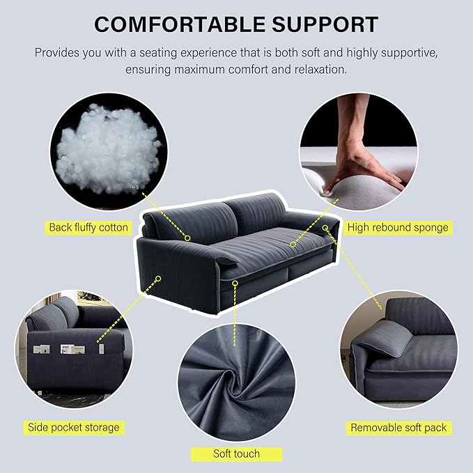66" Sleeper Sofa Bed Queen Size, 3-in-1 Convertible Couch, Modern Pull Out Couches, Comfy Velvet Futon Sofa, Cloud Loveseat Lounge, Pillow Arm, for Small Spaces, Living Room, Apartment, Grey