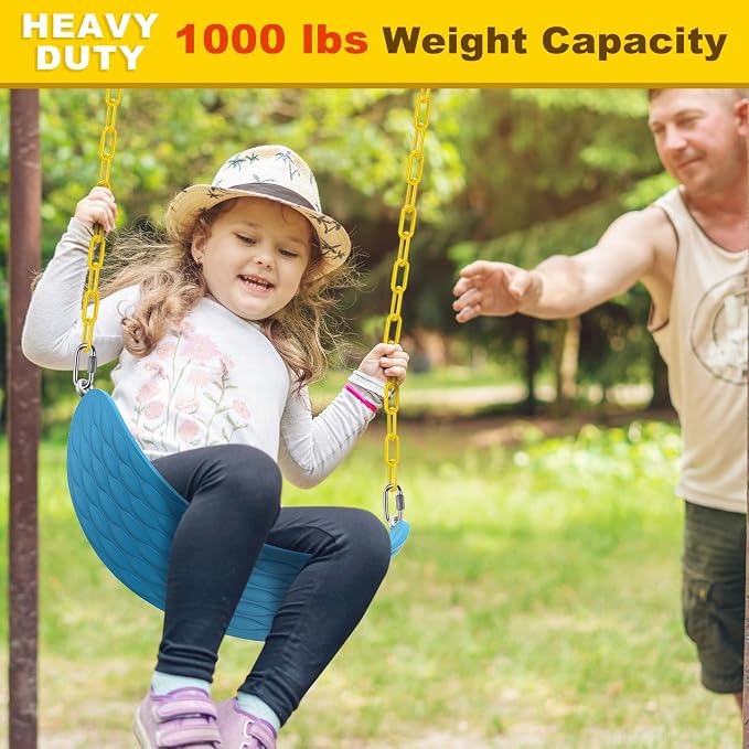 2Pcs 80" Swing Chain with Carabiners 1000 LBs Capacity Heavy Duty Coated Hanging Chains Porch Swing Chains with Hooks Yellow Chain for Hammock, Tree Swing, Hanging Chair, Heavy Bags, Swing Chair