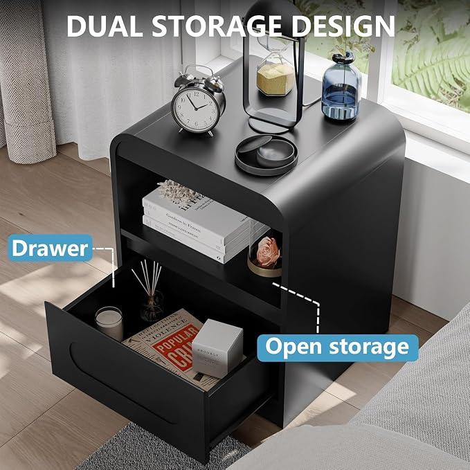 9 Drawer Dresser and Nightstand Sets for Bedroom, 3 Piece Bedroom Set | Wood 9 Drawer Dresser & Night Stand Set of 2, Large Chest of Drawers Modern Storage Cabinet Bedroom Furniture Set, Black