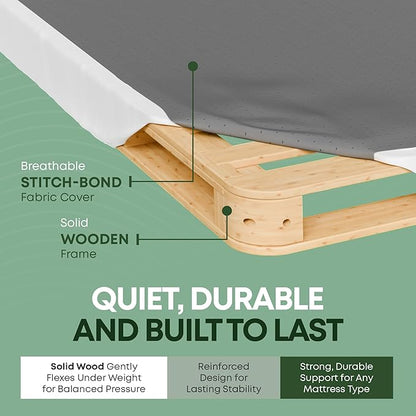 Greaton, 4.5” Twin Box Spring Only for Twin Size Bed – Amish-Made in the USA – Solid Wood Mattress Foundation with Stable & Quiet Support – Flat-Packed & Easy Assembly – White