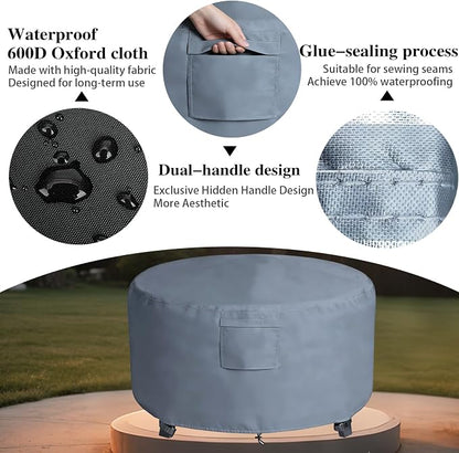 Chinchilla Heavy Duty 44 Inch Round Fire Pit Cover - 100% Waterproof & Weatherproof 600D Oxford Fabric, Durable All-Season Protection for 41/42/43/44 Inch Propane Fire Pits and Tables