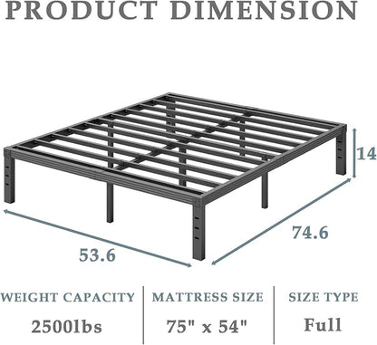 FSCHOS 14 Inch Metal Platform Full-Size Bed Frame No Box Spring Needed, Heavy Duty, Noise Free, Black