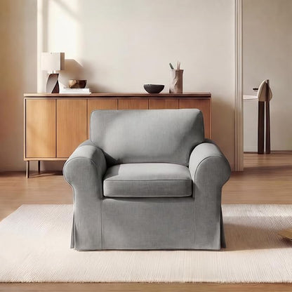 Mistpeople Modern Loveseat Sofa Couch, Upholstered Comfy Sofa with Pillows & Armrests, Deep Seating Couch with Removable Cover for Living Room Bedroom Apartment Office Small Spaces,Grey