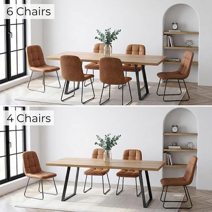 ZckyCine Butterfly‑Leaf 47‑63 Inch Extendable Dining Set with 6 PU Leather Chairs for Small‑Size Homes