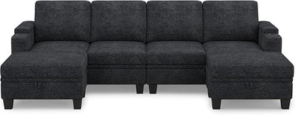Belffin Modular Sectional Sofa Convertible U Shaped Couch with Storage Sectional Couches with Chaise for Living Room Dark Grey