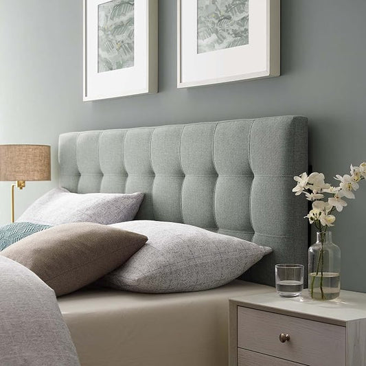 Modway Lily Tufted Linen Fabric Upholstered King Headboard in Gray