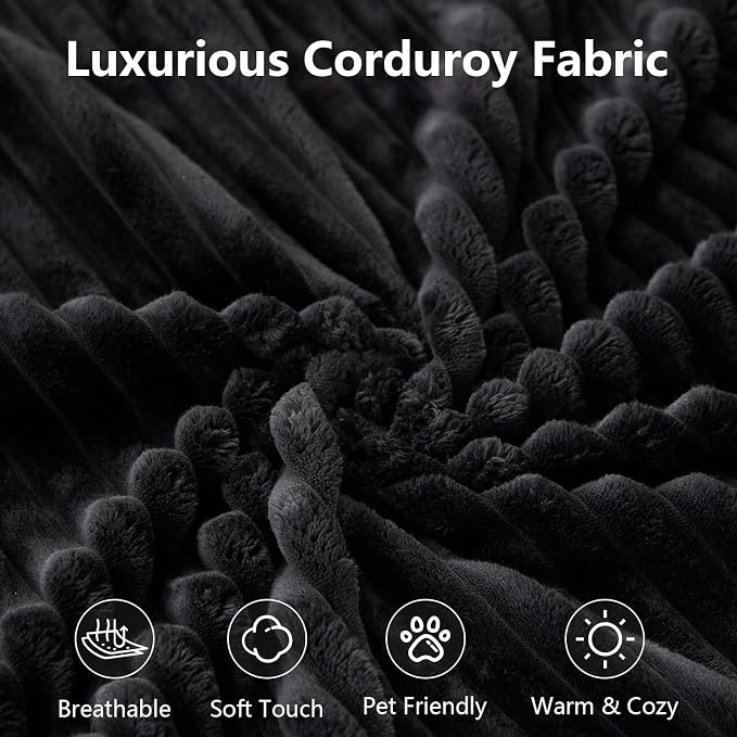 135" Modular Sectional Couches for Living Room, Comfy Boneless L Shaped Cloud Couch with Chaise Lounge, Modern Cozy Corduroy Deep Seat Floor Sofa, Memory Foam, No Assembly Required, Black