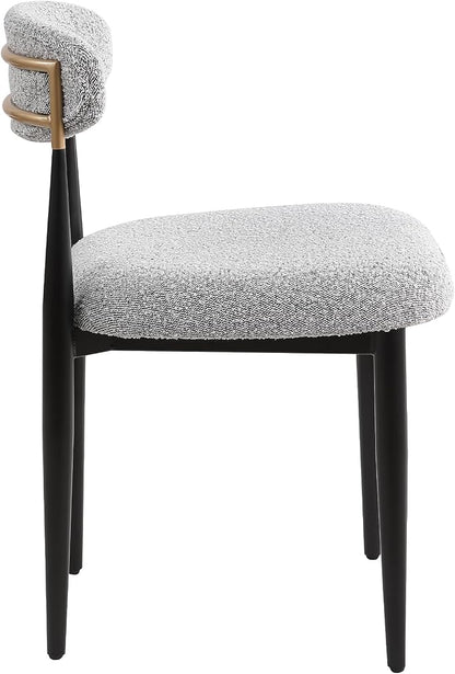 Morden Fort Modern Dining Chairs Set of 2, Boucle Upholstered Kitchen Chairs with Open Backs and Black Metal Legs for Dining Room, Kitchen and Apartment, Grey