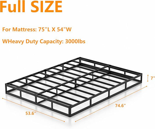 DORITRON 7 Inch Box Spring Full Size, 3000lbs Heavy Duty Full Box Spring Bed Base Metal Mattress Foundation, Easy Assembly, Noise Free