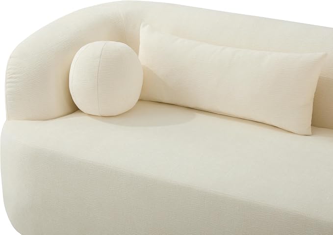 86" Chenille Cloud Loveseat Couch - Frameless Memory Foam Sofa with Pocket Springs | No Assembly Luxury 3-Seater Modern Curved Floor Sofa in a Box for Living Room & Apartment | Breathable material