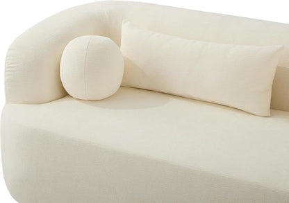 86" Chenille Cloud Loveseat Couch - Frameless Memory Foam Sofa with Pocket Springs | No Assembly Luxury 3-Seater Modern Curved Floor Sofa in a Box for Living Room & Apartment | Breathable material