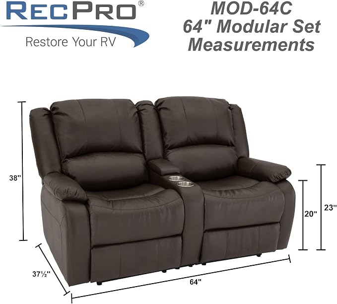 RecPro Charles 64" RV Wall Hugger Reclining Sofa | Chestnut