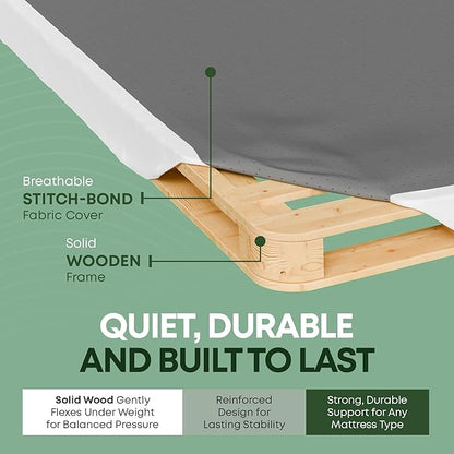 Greaton, 4.5” California King Box Spring for California King Bed – Amish-Made in the USA – Solid Wood Box Spring Mattress Foundation with Stable & Quiet Support – Flat-Packed & Easy Assembly – White