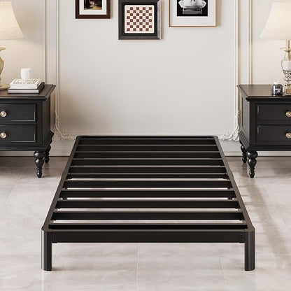 Lutown-Teen 7 Inch Low Twin Bed Frames with Rounded Corner Legs, 1000 LBS Heavy Duty Metal Slats Support Twin Platform Bed Frame No Box Spring Needed, Easy Assembly