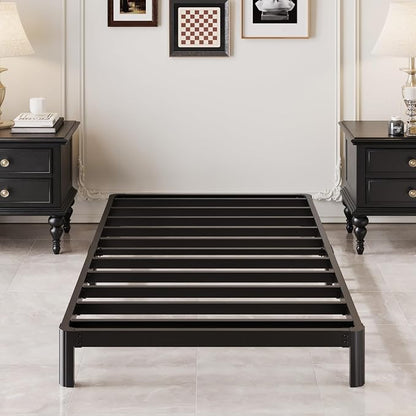 Lutown-Teen 5 Inch Low Twin Bed Frames with Rounded Corner Legs, 1000 LBS Heavy Duty Metal Twin Platform Bed Frame with Steel Slats Support, No Box Spring Needed, Noise Free, Easy Assembly