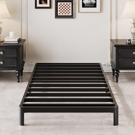 Lutown-Teen 5 Inch Low Twin Bed Frames with Rounded Corner Legs, 1000 LBS Heavy Duty Metal Twin Platform Bed Frame with Steel Slats Support, No Box Spring Needed, Noise Free, Easy Assembly