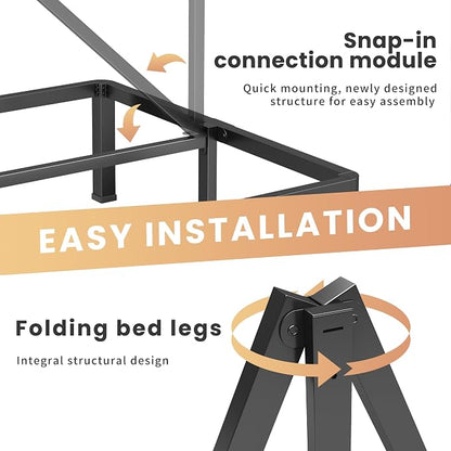 VIPSHOW 10 Inch Full Heavy Duty 3500 lbs Bed Frame with Round-Corner Legs & Anti-Squeak Design – Quick Assembly Metal Platform, No Box Spring Needed