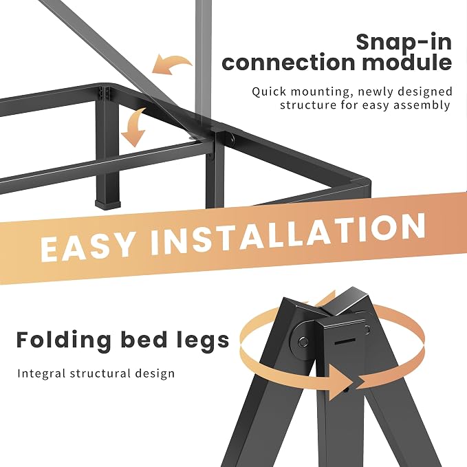 VIPSHOW 7 Inch King Heavy Duty 3500 lbs Bed Frame with Round-Corner Legs & Anti-Squeak Design – Quick Assembly Metal Platform, No Box Spring Needed