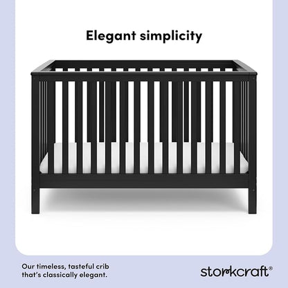 Storkcraft Hillcrest 4-in-1 Convertible Crib (Black) - Converts to Daybed, Toddler Bed, and Full-Size Bed, Fits Standard Full-Size Crib Mattress, Adjustable Mattress Support Base