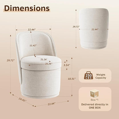 MALOL 360° Swivel Accent Chair- Comfy Living Room Armchair No-Sag Foam & Sturdy Metal Base, Fully Assembled Swivel Accent Single Sofa for Bedroom, Office, Beige