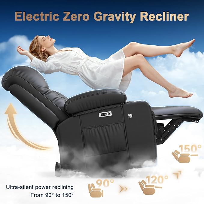 Power Loveseat Recliner Sofa, Electric Reclining Loveseat Couch with Console, Home Theater Seating with Bluetooth Speaker & LED Light, Zero Wall Hugger RV Sofa Furniture with Built-in Outlet & Storage