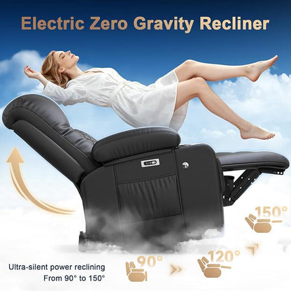 Power Loveseat Recliner Sofa, Electric Reclining Loveseat Couch with Console, Home Theater Seating with Bluetooth Speaker & LED Light, Zero Wall Hugger RV Sofa Furniture with Built-in Outlet & Storage