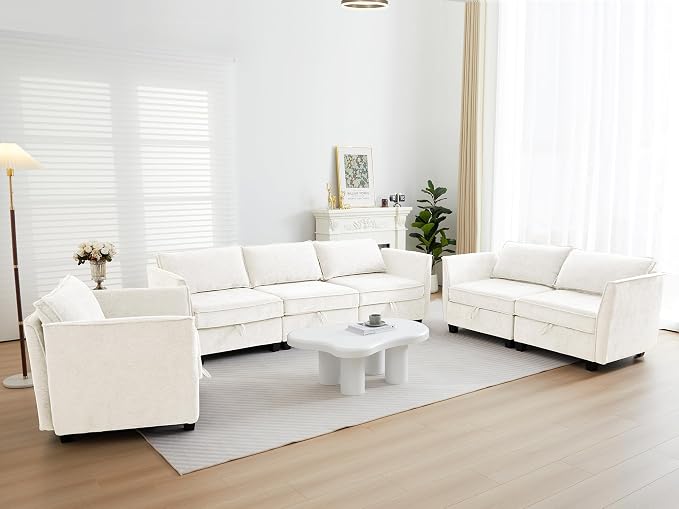 ORRD 3 Piece Modular Sectional Sofa Set, Convertible Couch with Storage, Sofa Modular for Living Room, Office (Beige)