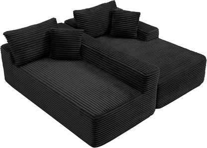 105-Inch L-Shaped Right Facing Corner Compressed Sofa Modular Sectional Boneless Cloud Sofa Floor Foam Couch with Chaise Lounge, Corduroy Corner Boneless Cloud Couch