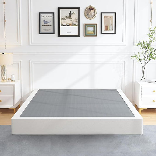 ALDRICH 7 Inch California King Box Spring Bed Base, 3000 lbs Heavy Duty Metal Frame Mattress Foundation with Cover, Easy Assembly