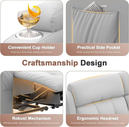 Reclining Loveseat, 55.1" RV PU Leather Wall Hugger Recliner Love Seats Sofa with Charging Station, Removable Armrest, Cup Holder, Double Recliners Couch, Manual Love Seat for Living Room